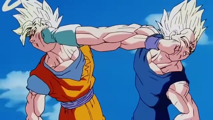 Goku e majin Vegeta lutando