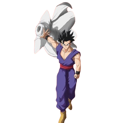 gohan andando jogando a capa